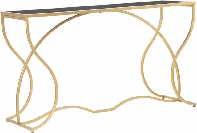 Console Sunshine 130x40x75 cm in Ferro e Specchio Oro e Nero