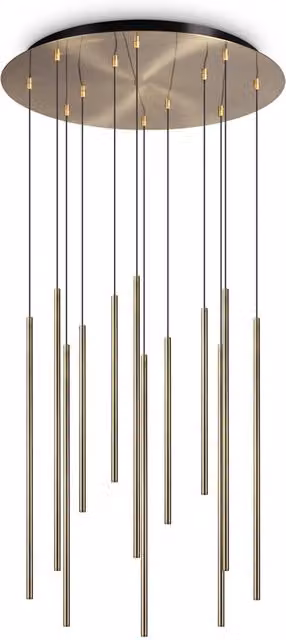 Sospensione Moderna Ideal Lux con 12 Luci LED da 25W, Luce Calda 3000K, Finitura Ottone/Oro