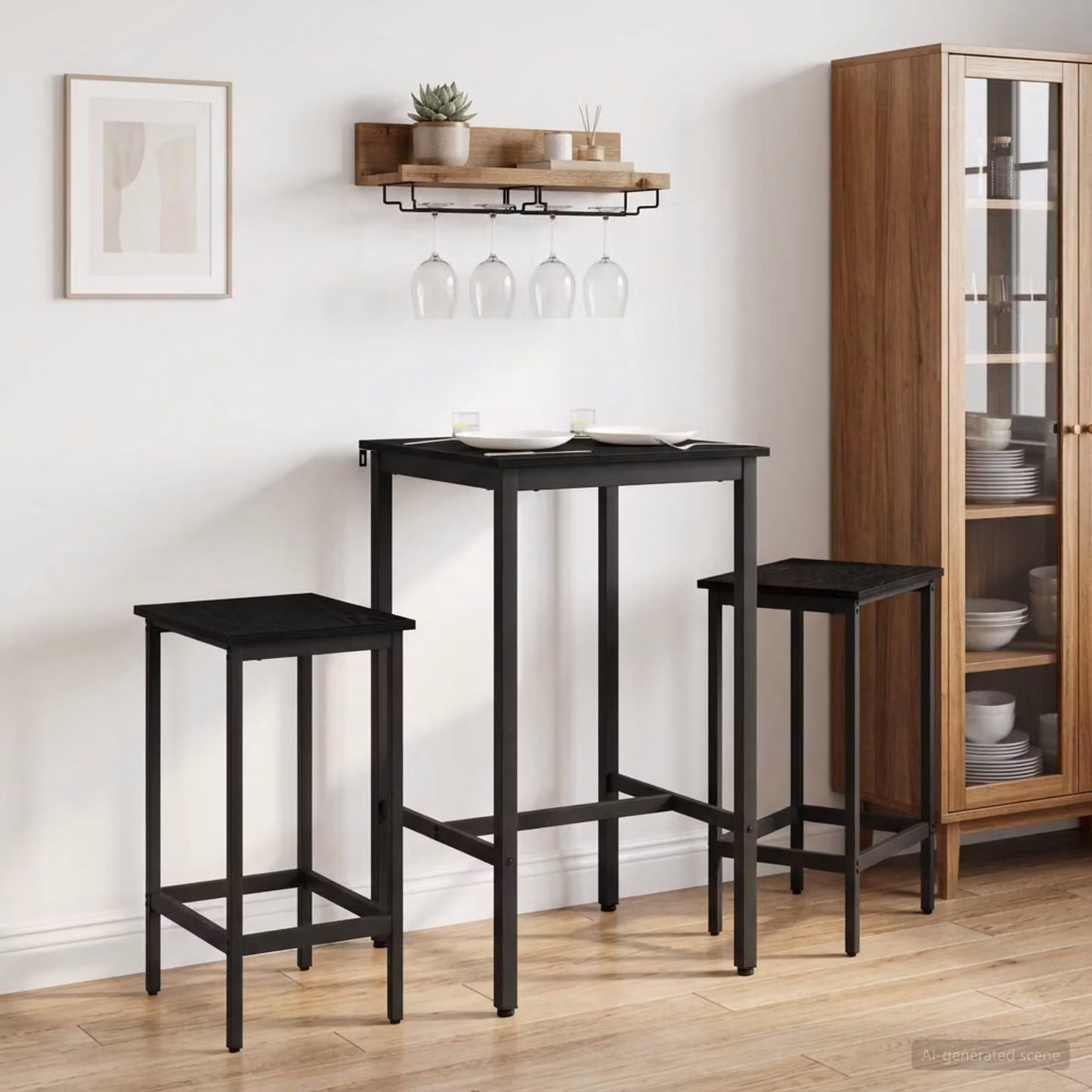 Set di 2 sgabelli da bar moderni vidaXL in nero con finitura opaca L: 40 cm, P: 32 cm, H: 74 cm
