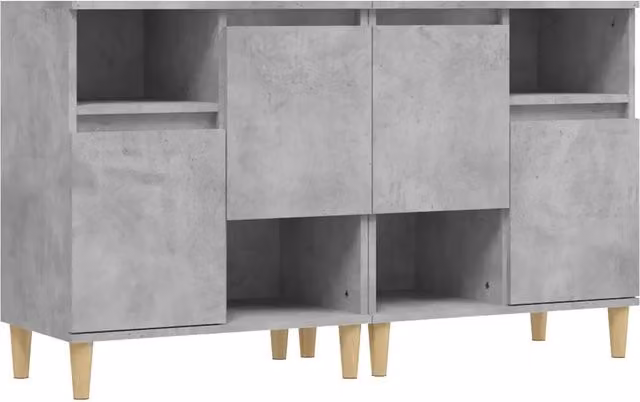 Credenze 2pz | Madia | Buffet da pranzo | Armadio da pranzo Grigio Cemento 60x35x70 cm in Legno Multistrato