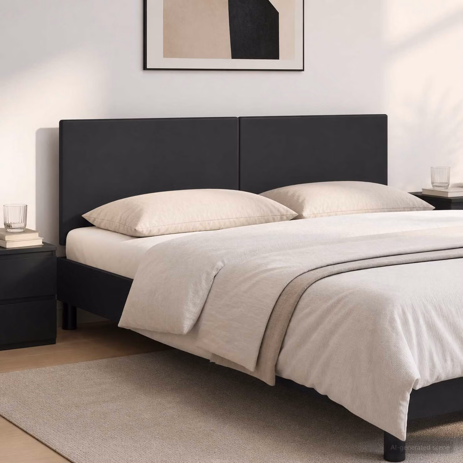 Testiera da muro vidaXL BREDA moderna in legno ingegnerizzato nero con scomparti laterali L: 123 cm, H: 50 cm, P: 10,8 cm