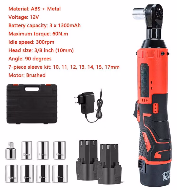 Avvitatore a percussione a batteria - Avvitatore a percussione angolare a 90° - 12 V - 200 Nm - Attacco quadrato da 0,95 cm - Angolo di 90° - Batteria inclusa - Modello F-suit