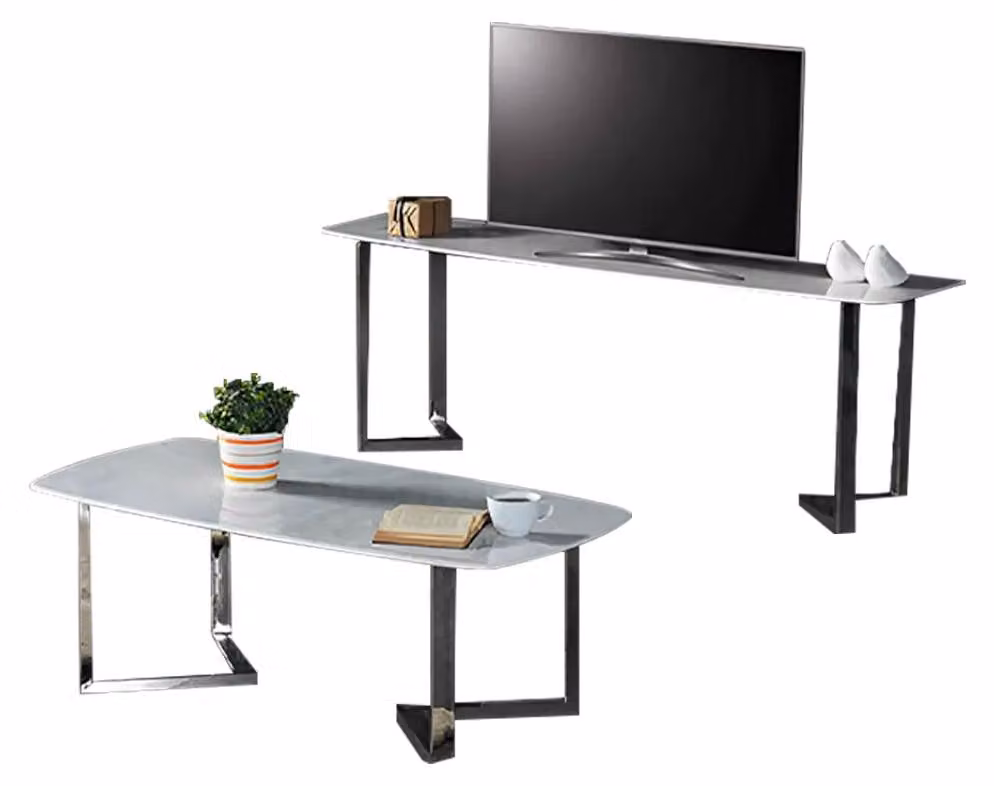 Garnitur RTV Tisch Couchtisch Wohnzimmer Marmor Grau Wohnzimmertisch