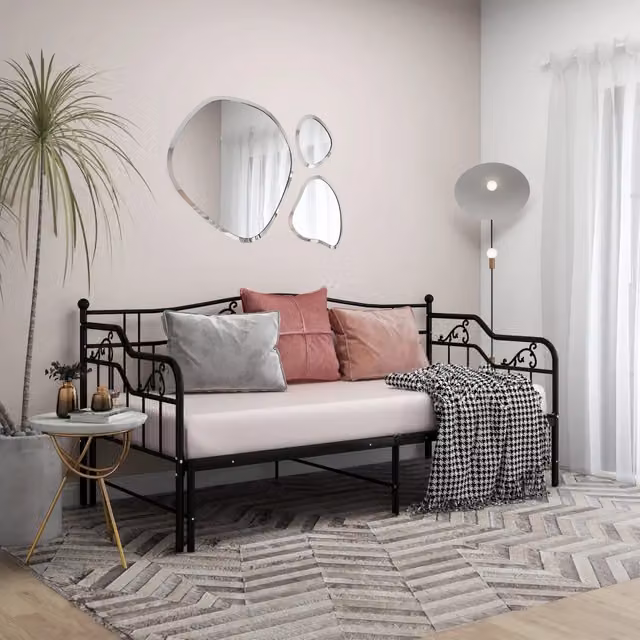 Telaio per divano letto estraibile vidaXL in metallo nero opaco L/P/H: 200 x 90 x 32 cm