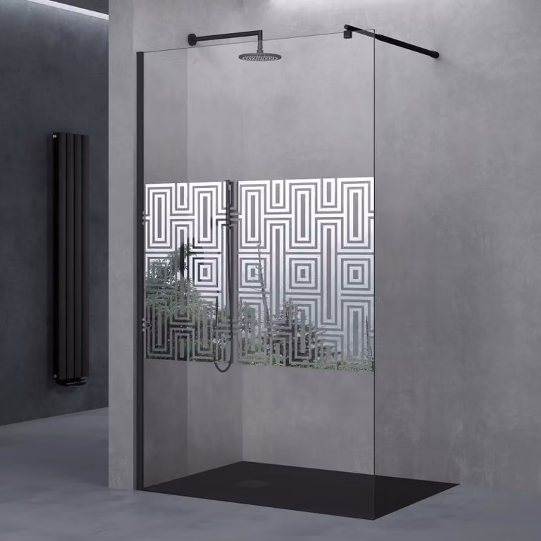 doporro Box Doccia Walk-In 140x200cm, Parete Doccia Anticalcare in Vetro di Sicurezza 10mm con Braccio Sostegno Telescopico in Acciaio Nero Bremen02DM