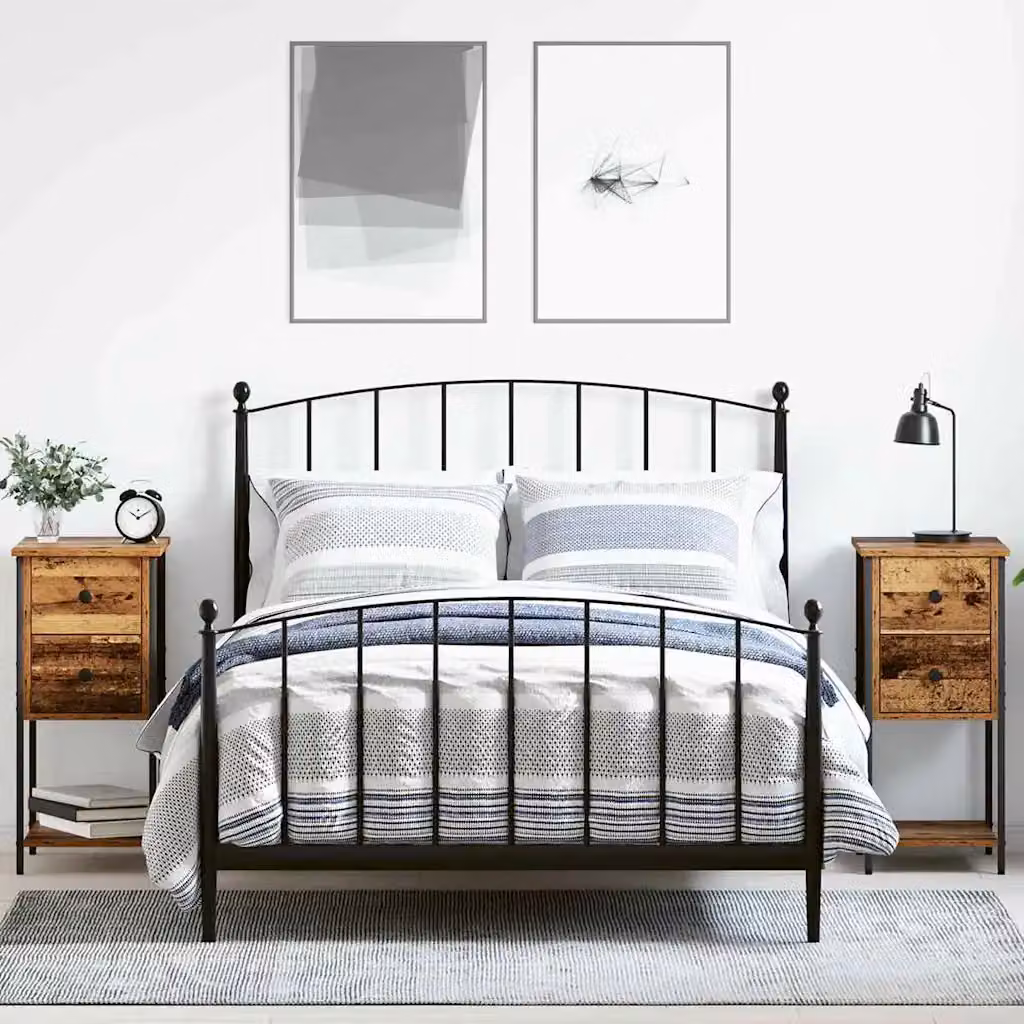 Set di 2 Armadi da Notte vidaXL in Legno Vecchio Marrone L 32 cm x P 42 cm x H 70 cm