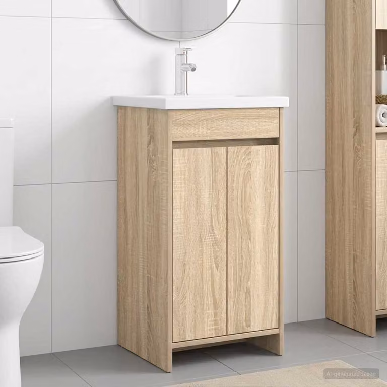 Mobile da bagno con lavabo vidaXL in Rovere Sonoma, L 42 cm x P 40 cm x H 84,5 cm