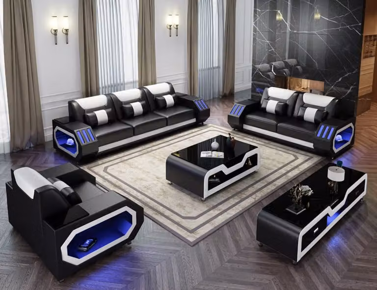 Sofagarnitur Leder Polster Couch Set Sofa 3+2+1 Sitzer Garnitur G8046D Couchen