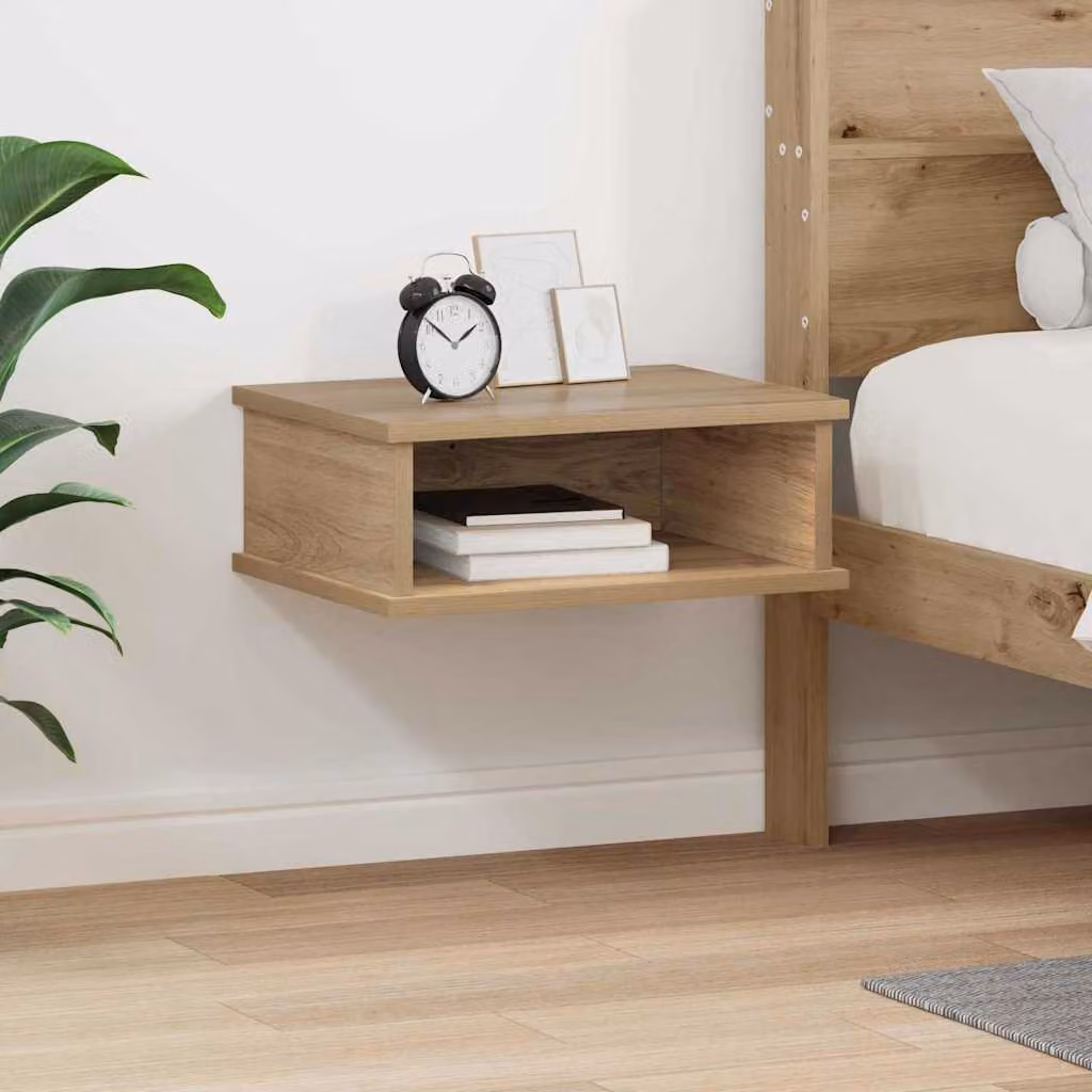 Comodino moderno vidaXL in legno rovere marrone L: 40 cm, P: 31 cm, H: 15 cm