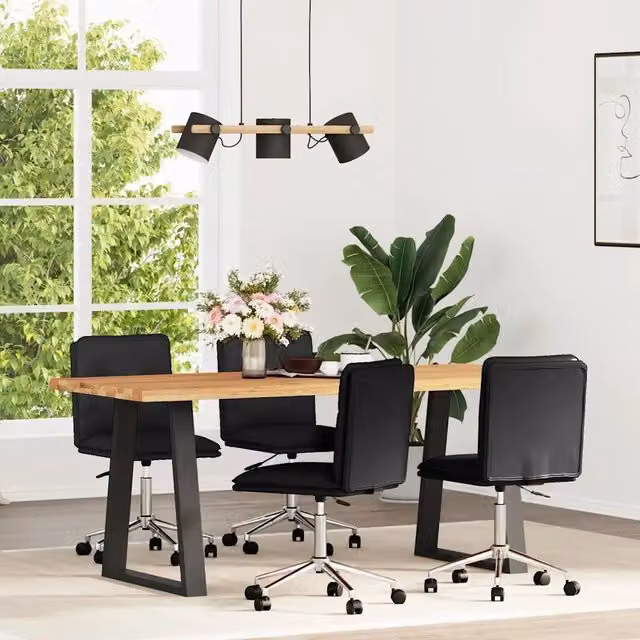 Sedie da Pranzo 4 pz Nere in Similpelle 3315694