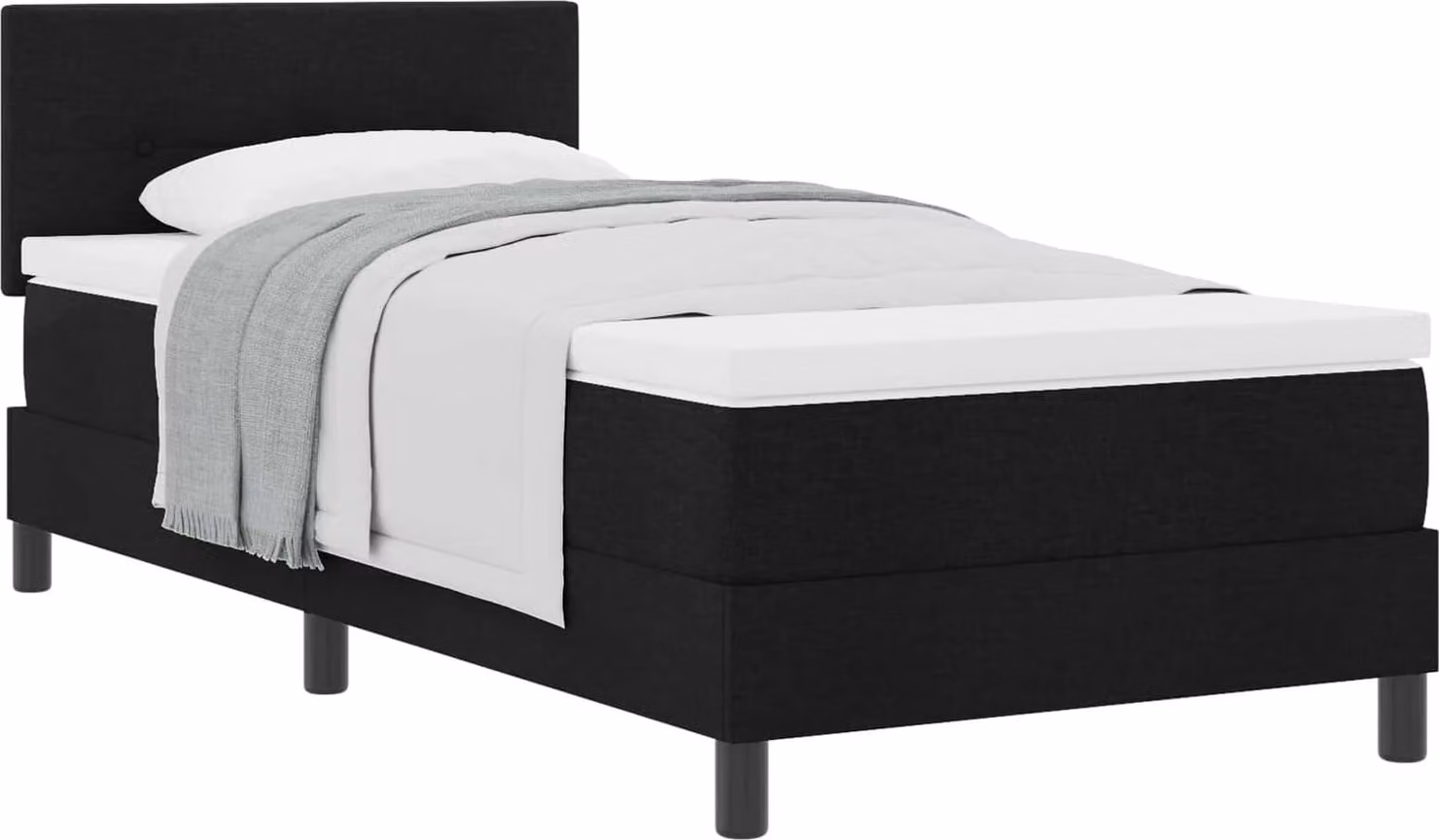 Letto a molle con testiera Nero 90 x 200 cm Tessuto