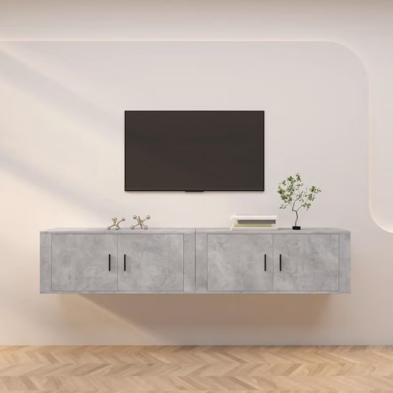 Set di 2 mobili porta TV da parete vidaXL in stile classico, colore grigio, L 100 cm x P 40 cm x H 34,5 cm