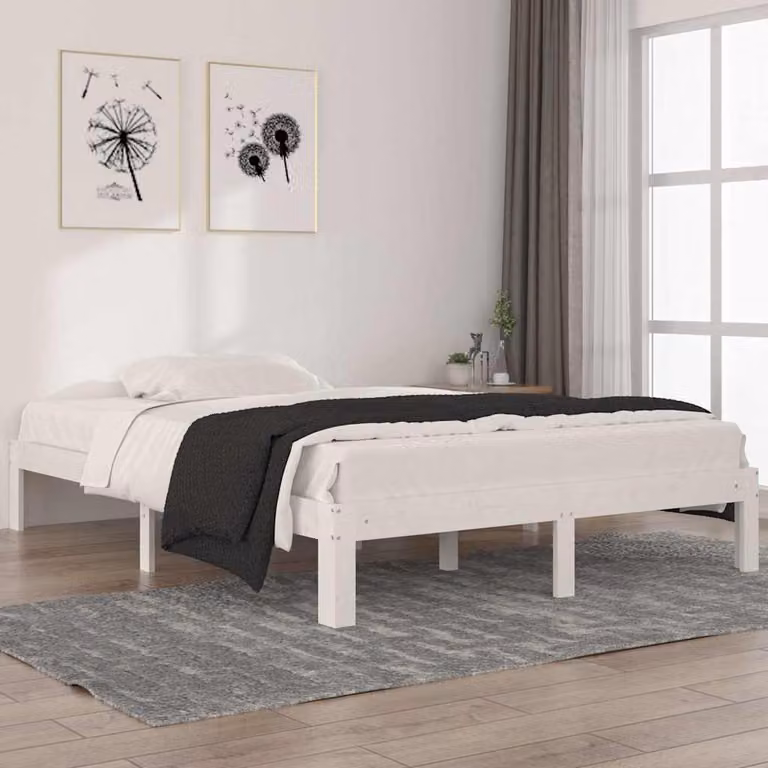 Giroletto vidaXL in legno massello di pino bianco con doghe fisse L/P: 140 x 200 cm
