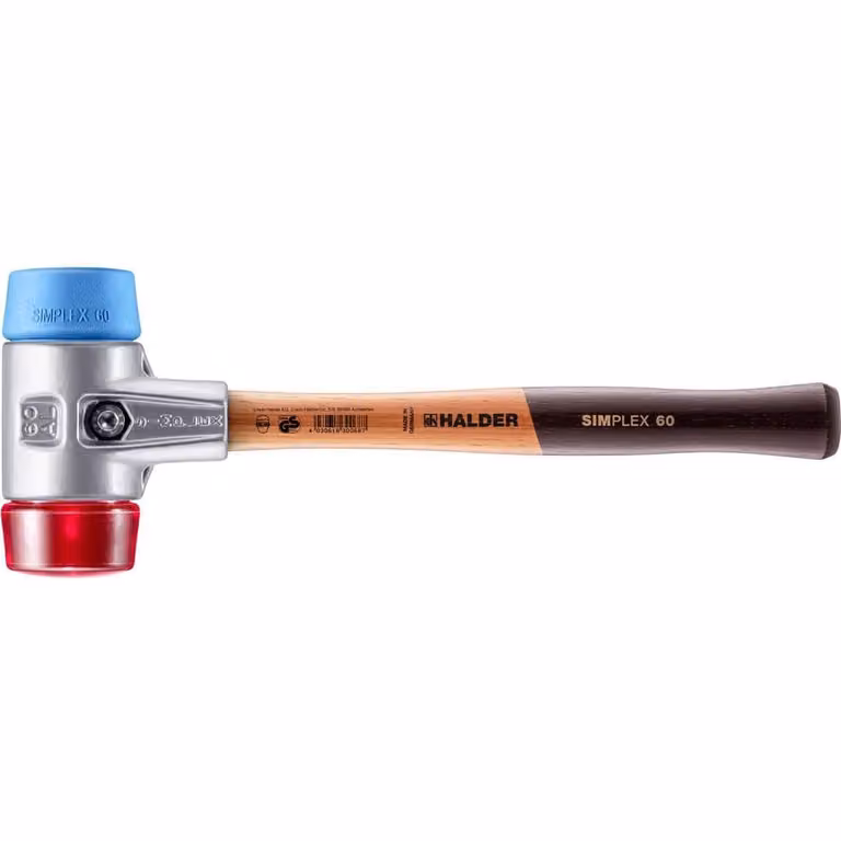 Mazza SIMPLEX soft-face con alloggiamento in alluminio e manico in legno, Ø 60, TPE-soft / plastica