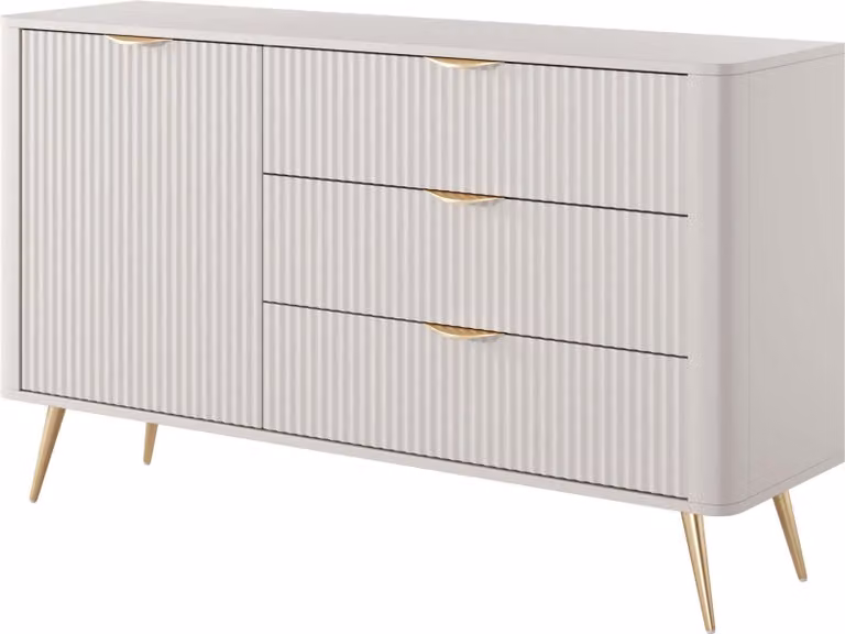 FURNLUX Credenza Lante Bianco 138cm / Colore principale: Beige / Dimensioni: 138 x 81 x 38 cm