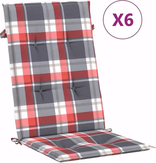 Set di 6 cuscini per sedie rettangolari DESIGN IN, colore rosso, in poliestere con imbottitura in schiuma, L/P/H: 120 x 50 x 3 cm