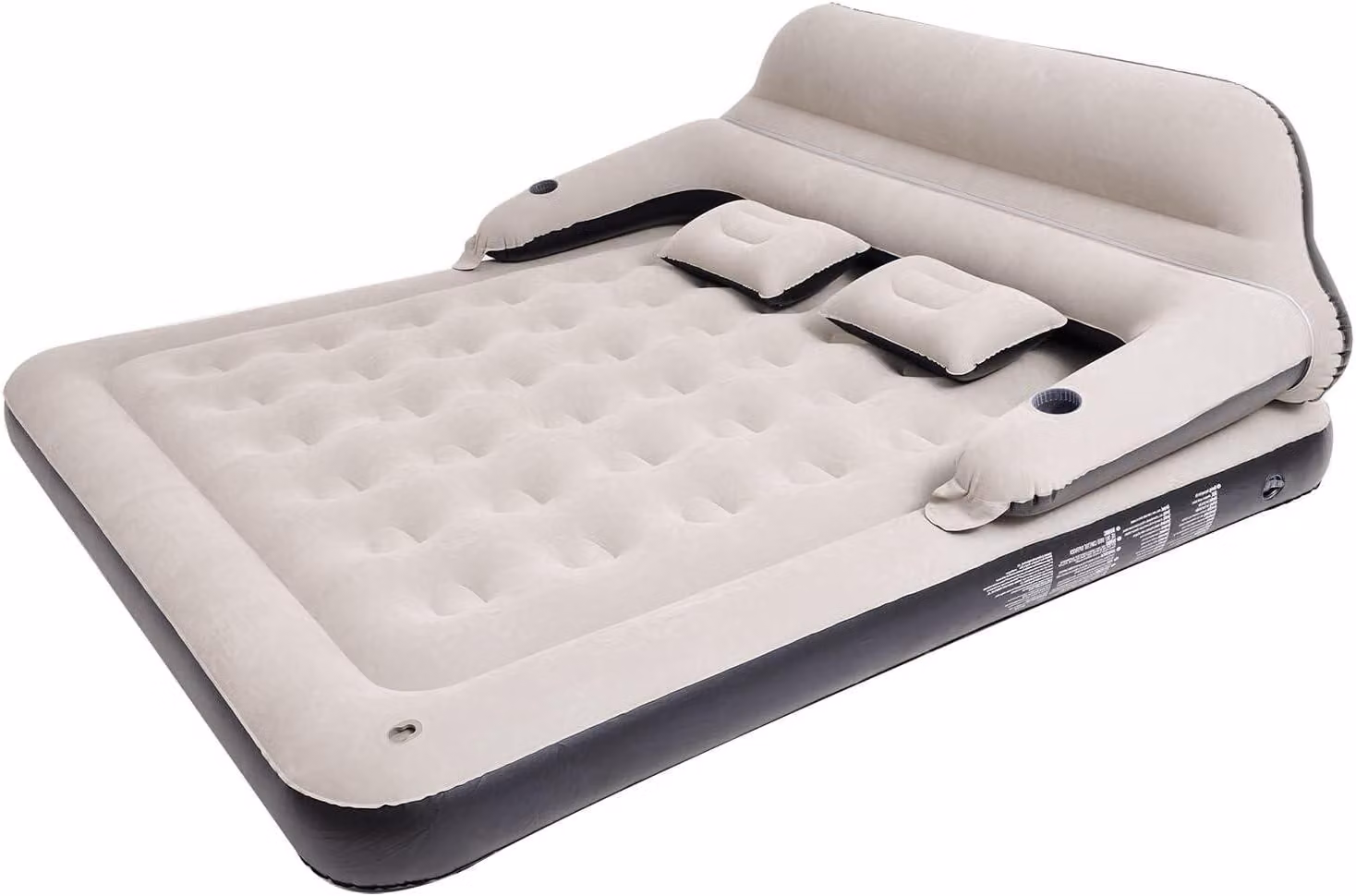 Letto gonfiabile matrimoniale, con poggiatesta e cuscini, dimensioni 203x152 cm, ideale per il campeggio