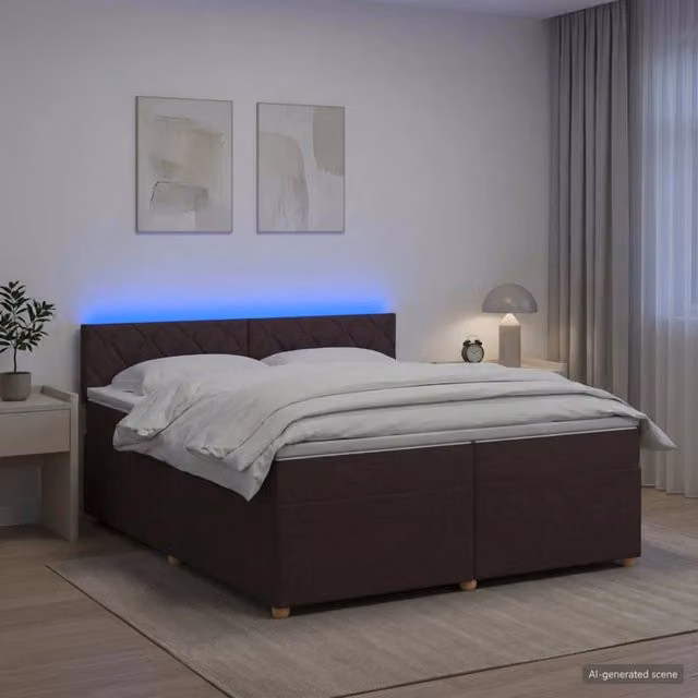 Letto box spring con materasso ibrido vidaXL in tessuto multicolore con illuminazione sottostante e porta USB, L/P: 200 x 200 cm – 1