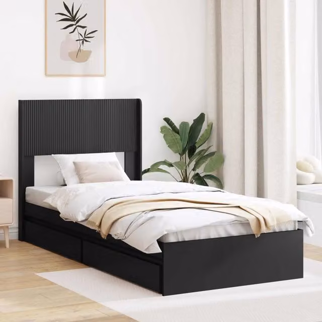 Letto con contenitore e testata DESIGN IN Nero L: 75 cm, P: 190 cm, H: 82 cm