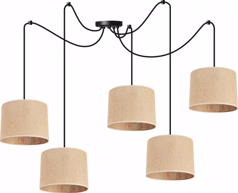 Juta Spider hanging lamp - lampada a sospensione a forma di ragno - lampada a ragno con 5 teste - lampada a sospensione in metallo e juta - Multi 20