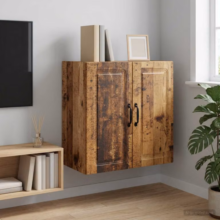 Mobiletto a muro vidaXL in legno marrone opaco con ante a battente e ripiani regolabili L/P/H: 59 x 31 x 60 cm