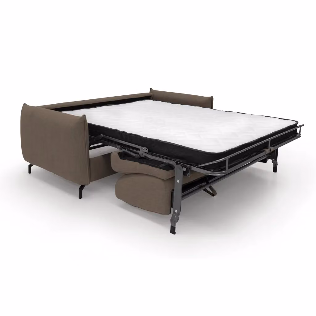 Divano letto Scarlet Divani.Store in tessuto misto cotone impermeabile marrone L: 195 cm, Matratola: 140 x 197 cm – 2