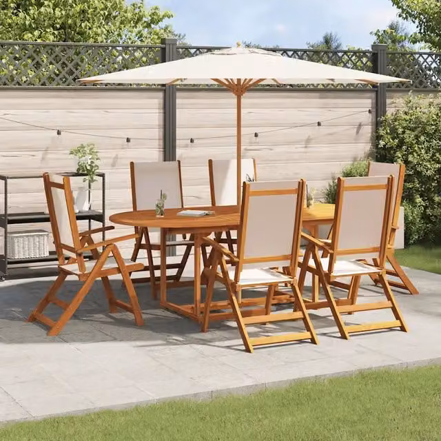 Set Pranzo da Giardino 7pz Legno Massello di Acacia e Textilene 3279273