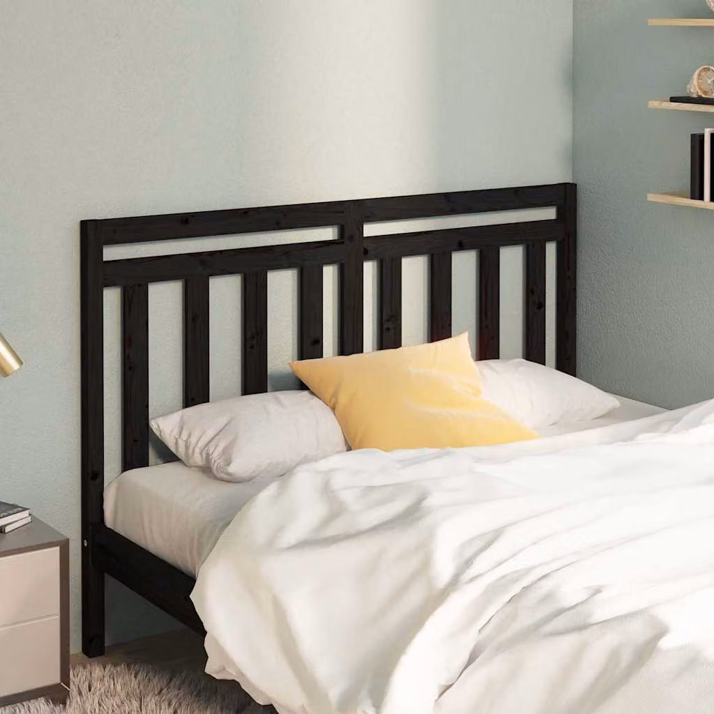 Testiera per letto vidaXL in legno massello di pino nero, stile rustico, L 166 cm x H 100 cm x P 4 cm