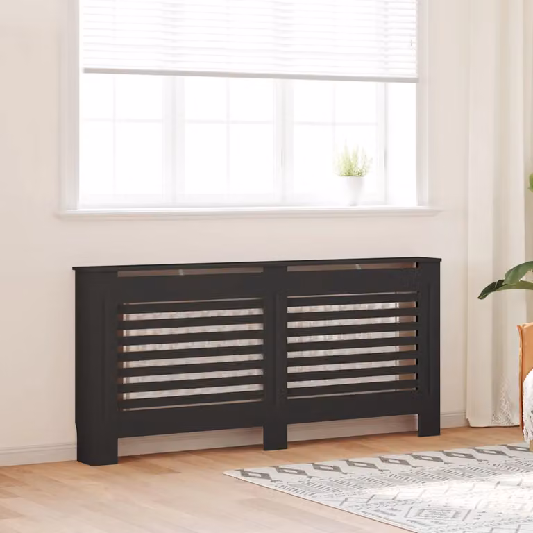 Copertura per radiatore vidaXL nera in MDF L: 172 cm, P: 19 cm, H: 81,5 cm