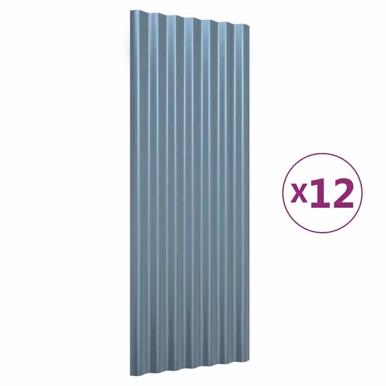 Pannelli Tetto 12pz Acciaio Zincato Grigi 100x36cm