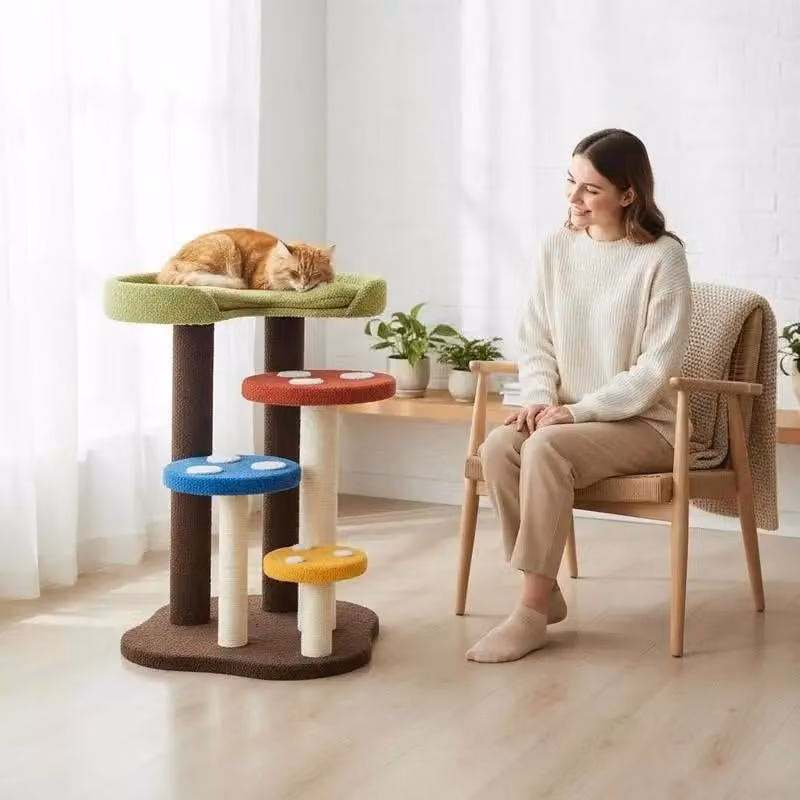 Albero per gatti 3-in-1 con pali in sisal e piattaforme