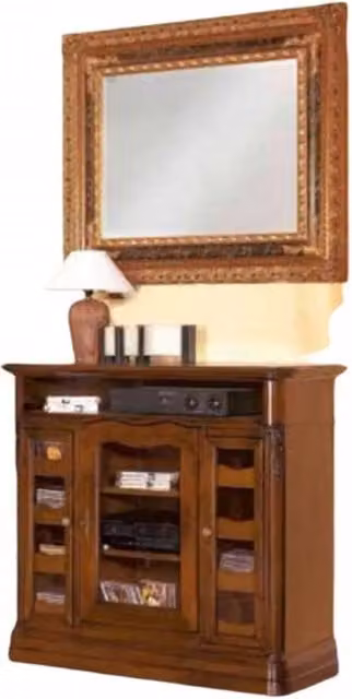 Porta stereo classico arte povera in legno con fregi tinta noce Mobili 2G L/P/H: 113 x 49 x 121 cm