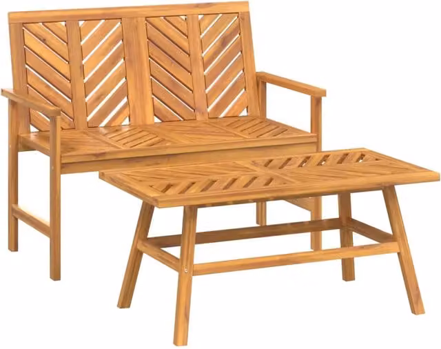 Set di mobili da giardino Outsunny in 2 pezzi in legno di acacia oliato marrone