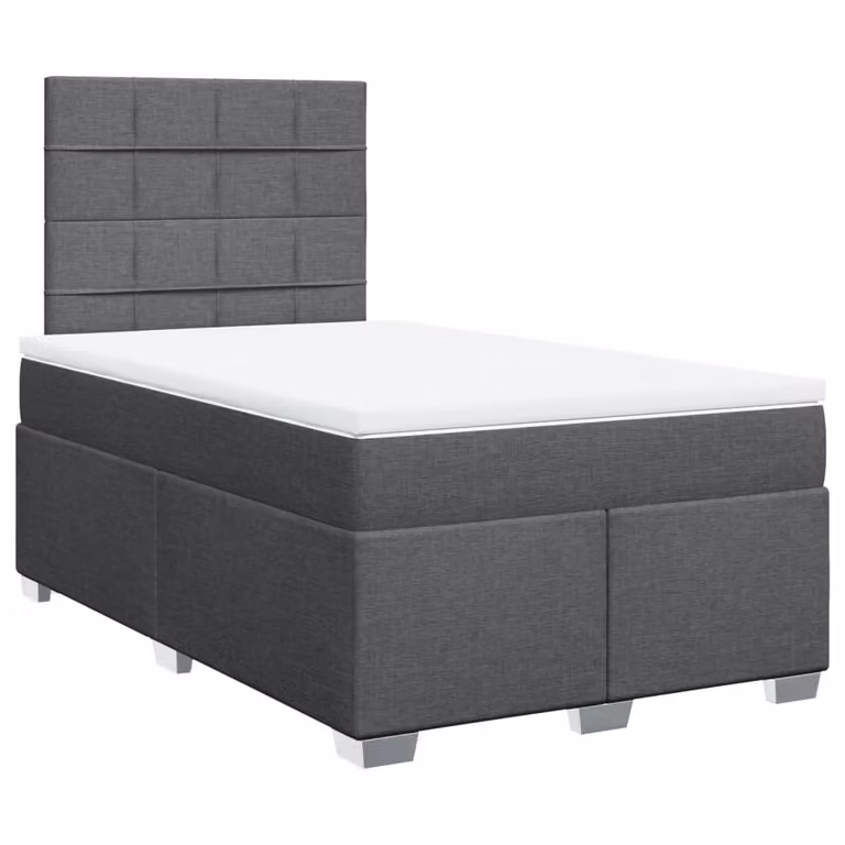 Giroletto a Molle con Materasso Grigio Scuro 120x190cm Tessuto