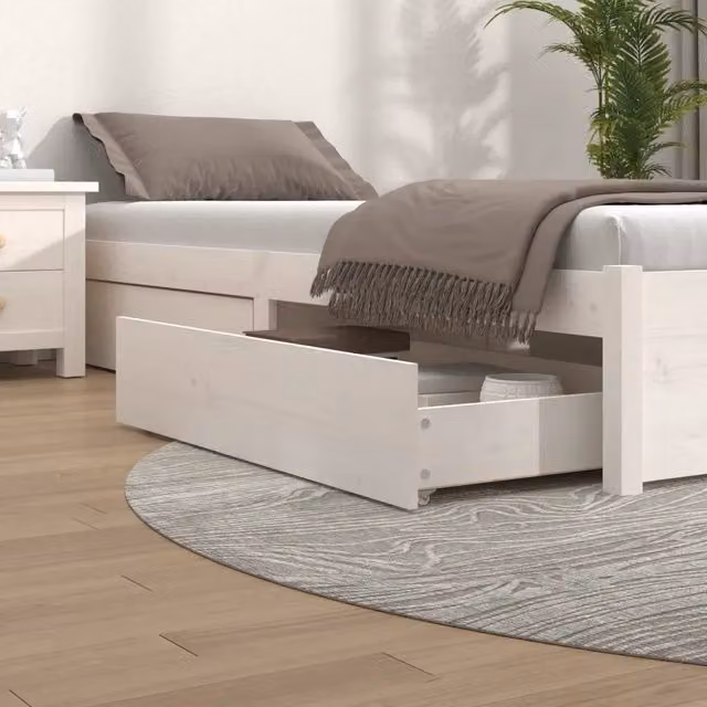 Set di 4 cassettoni da letto vidaXL in legno massello di pino bianco