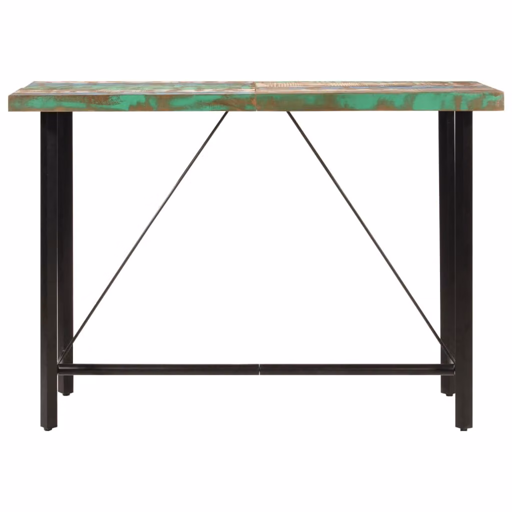 vidaXL Tavolo da bar 150x70x107 cm in legno massiccio e ferro vecchio