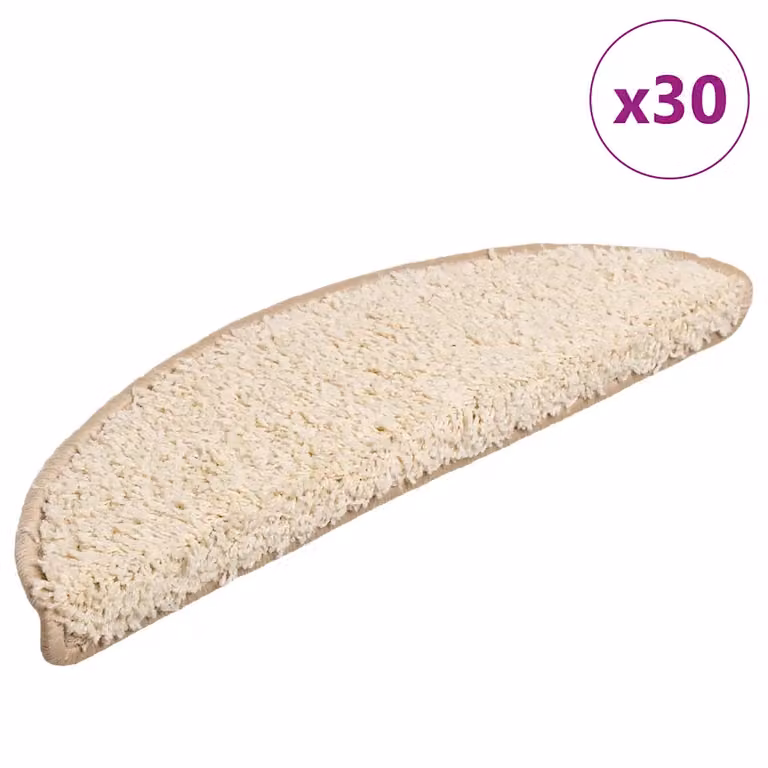 Set di 30 tappetini per scale semicircolari vidaXL, colore beige, in polipropilene antiscivolo e fonoassorbente, L: 56 cm, P: 17 cm, H: 3 cm