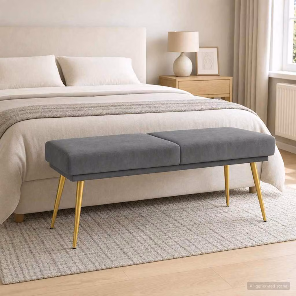 Panchina a doppio strato vidaXL in velluto grigio, L 120 x P 45 x H 46 cm