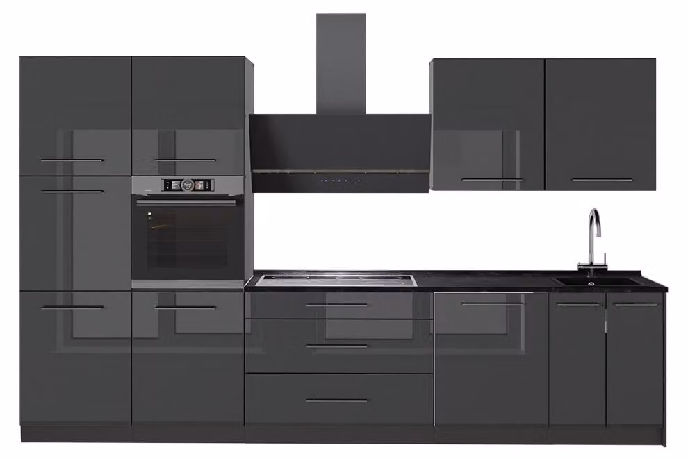 Cucina componibile Vicco Fame-Line Antracite lucido/Antracite 340 cm, PL Antracite, Model 64552