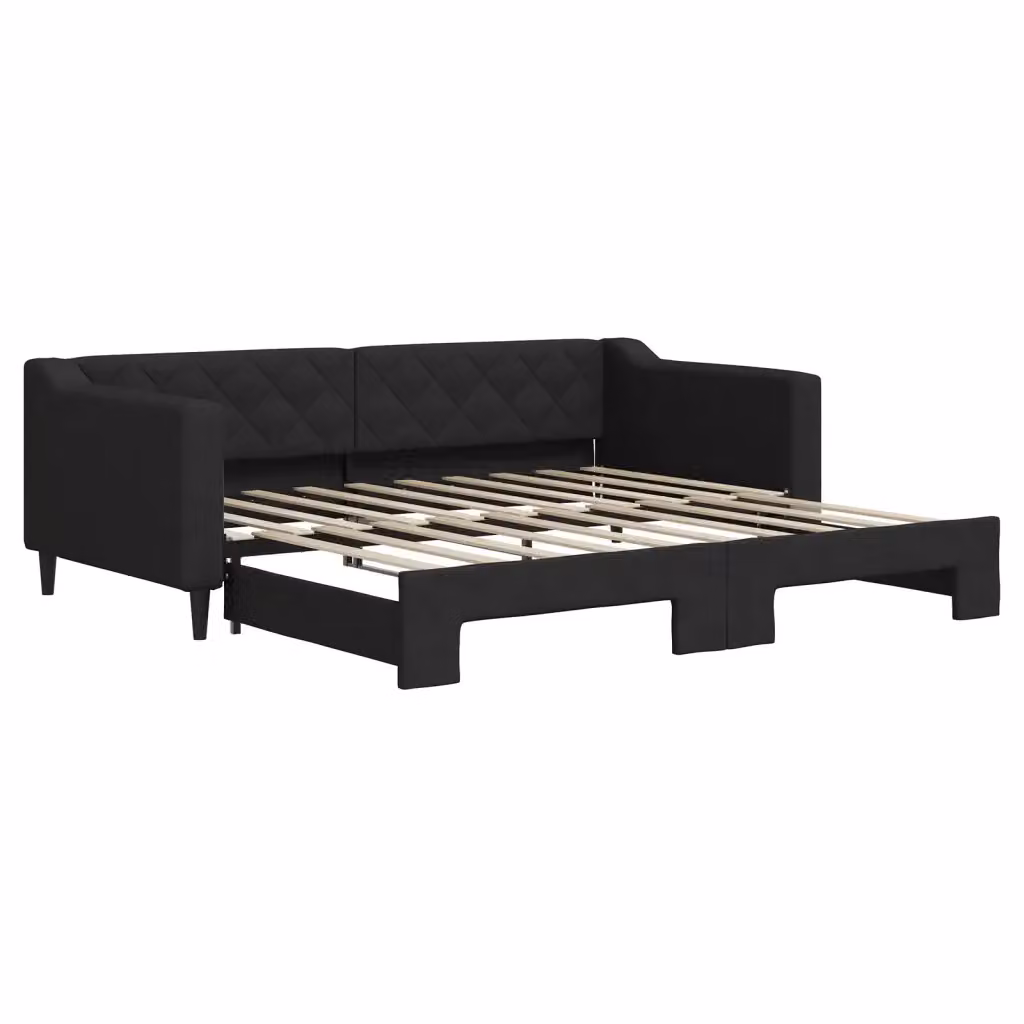 Divano Letto Moderno vidaXL con Letto Estraibile in Tessuto Nero L/P/H: 213 x 90 x 67 cm – 2