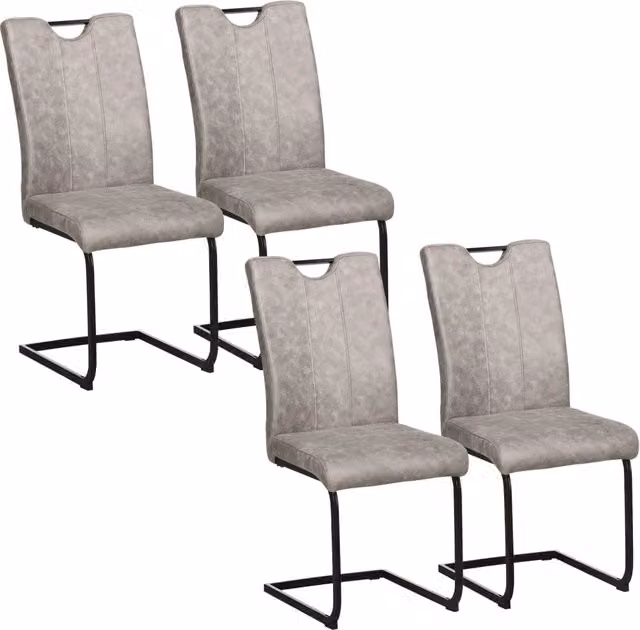 Set di 4 sedie da pranzo con rivestimento in microfibra e gambe in acciaio ¨C zephmum ¨C Grigio 43x58.5x99.5 cm