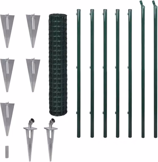 Recinzione da Giardino | Recinzione Europea in Acciaio 10 x 1,5 m Verde