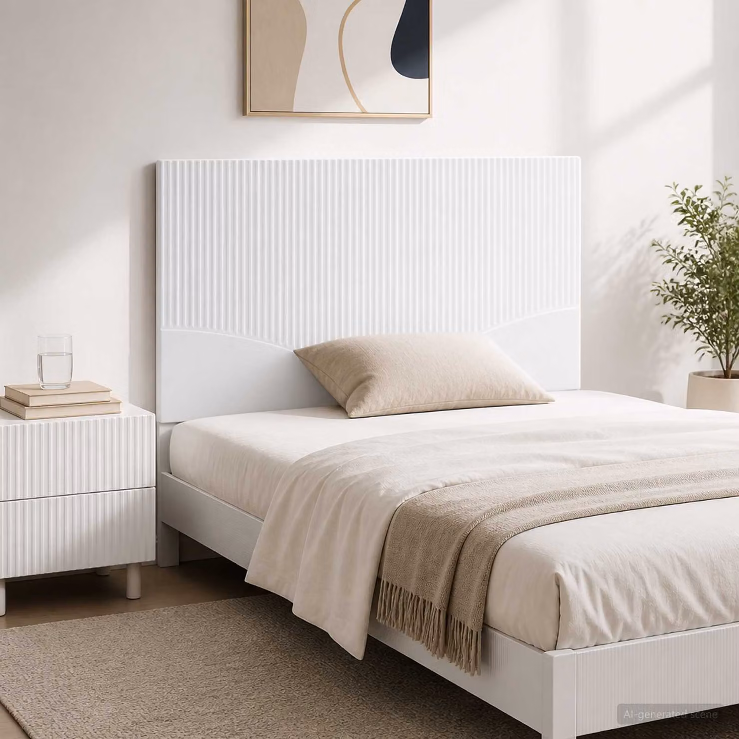 Testiera da muro vidaXL HOORN bianca lucida con ripiano integrato in legno ingegnerizzato