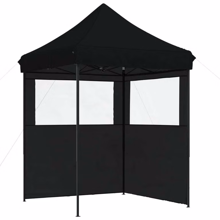 Tendone per Feste Pieghevole Pop-Up con 2 Pareti Nero