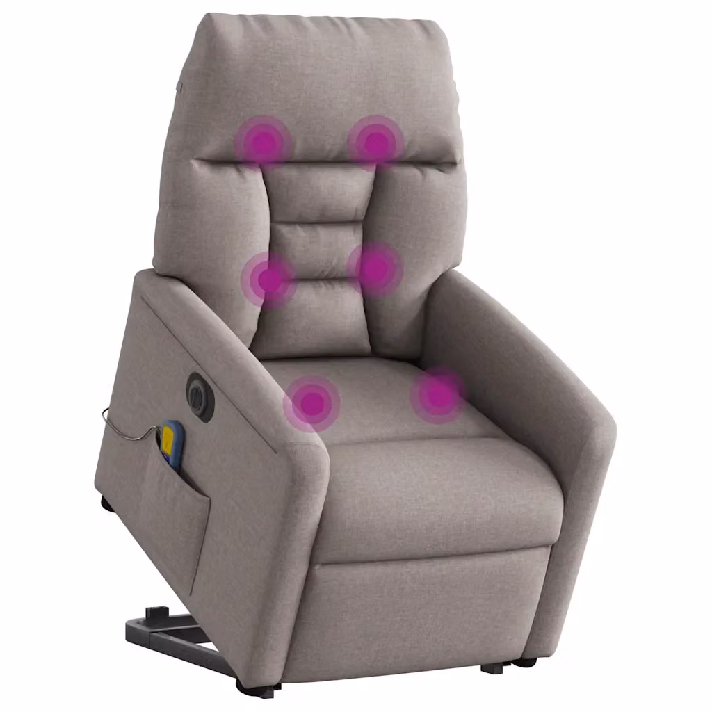 Poltrona Alzapersona Elettrica con Massaggio vidaXL in Tessuto Beige e Grigio per Anziani – 2