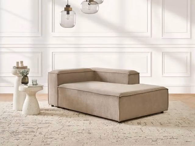 Chaise longue BELIANI in velluto stile moderno, lato destro, disponibile in verde, marrone o beige, L: 180 cm, P: 119 cm, H: 68 cm