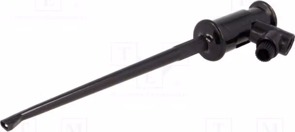 1 x Pinza di presa nera, 3A, 60VDC, con gancio, capacità di presa: max. 1,3 mm, 4 mm. Pinza di presa