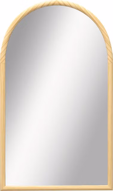 Specchio da parete ad arco HOMCOM con cornice in legno naturale, colore marrone, L: 110 cm, H: 65 cm – 1