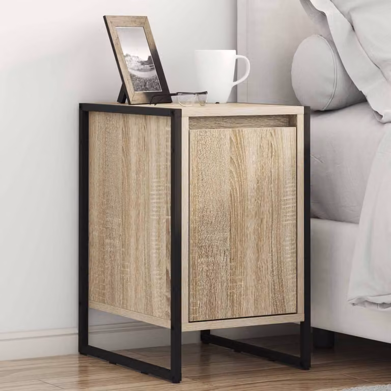 vidaXL Comodino in stile Industrial in Legno e Metallo, Colore Marrone, L 39,5 x P 30 x H 50 cm