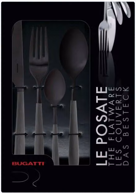 ARES BLACK DIAMOND, Posate Set 24 pz, Scatola Window, Casa Bugatti Colore: Nero